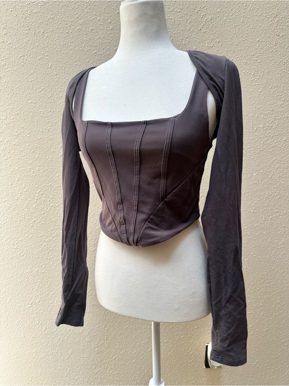 OGL Women’s L 2-Piece Corset Tank Top Bolero Set Long Sleeve Square Neck Basque